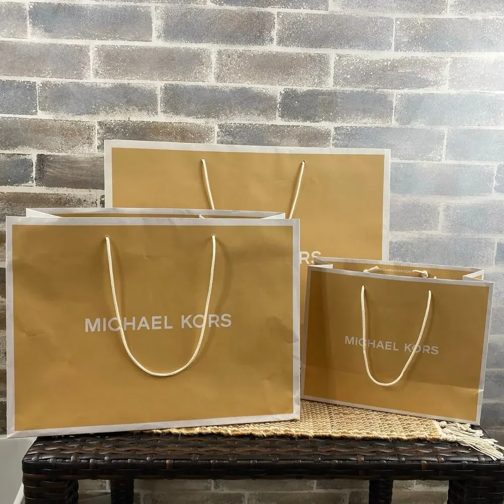 Set of 3 Michael Kors Shopping Gift Bags Size 19x15x7  15x11x6.5  10x8x4